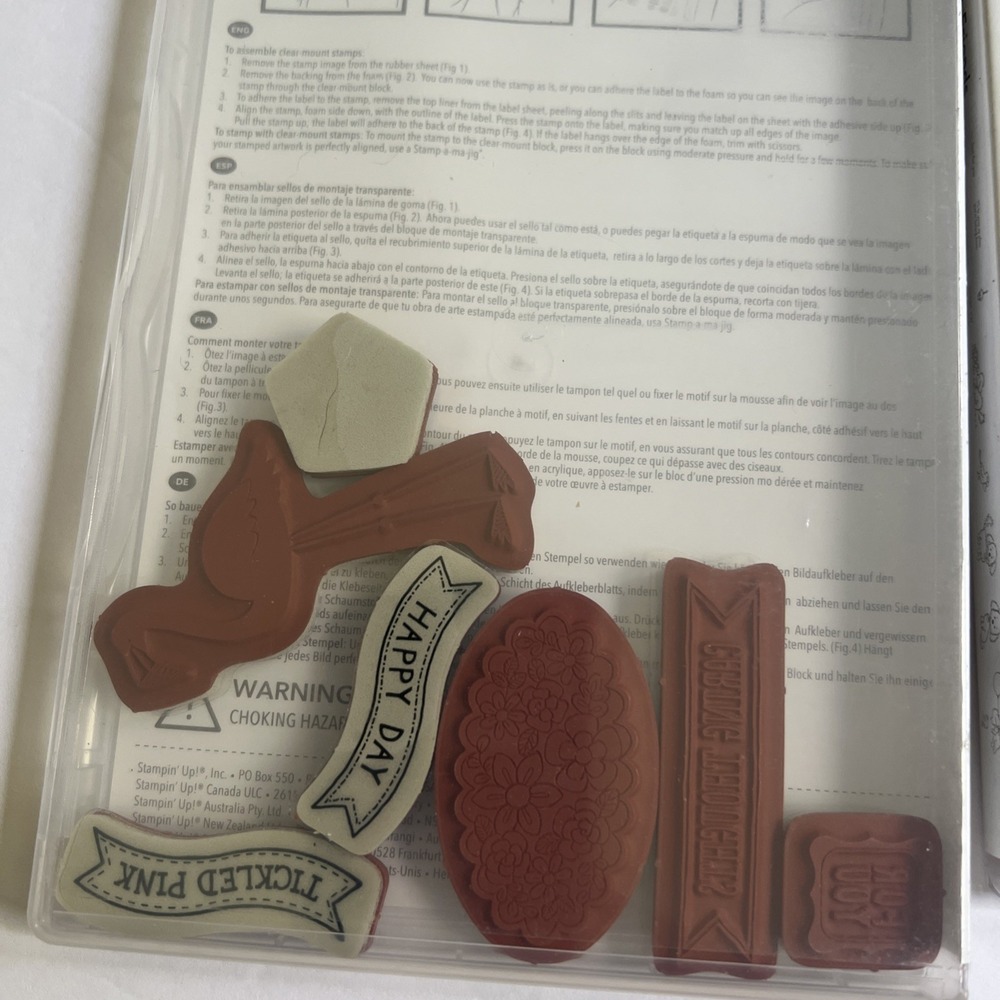 Lot of 8 SETS Stampin Up Unmounted Rubber Stamps  Animals,Thinking of you,Thanks - Picture 3 of 16
